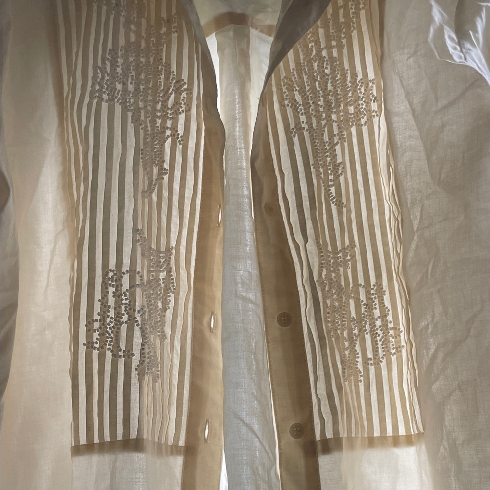 Zara Cream Long sleeve‎ Blouse with Pearl Embroidery | Size L - Picture 13 of 13